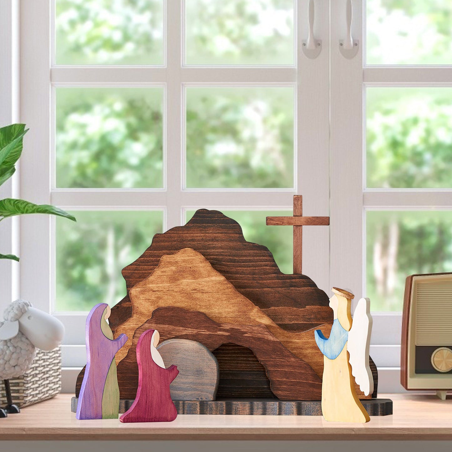 Wooden Easter Creche - Jesus Wooden Decoration