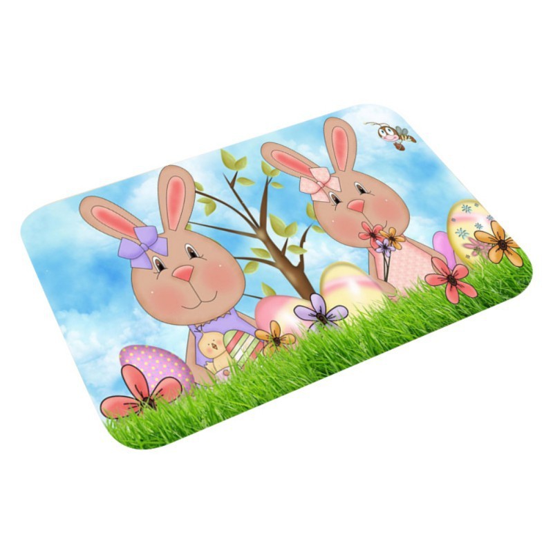 Easter Bunny Flannel Floor Mat