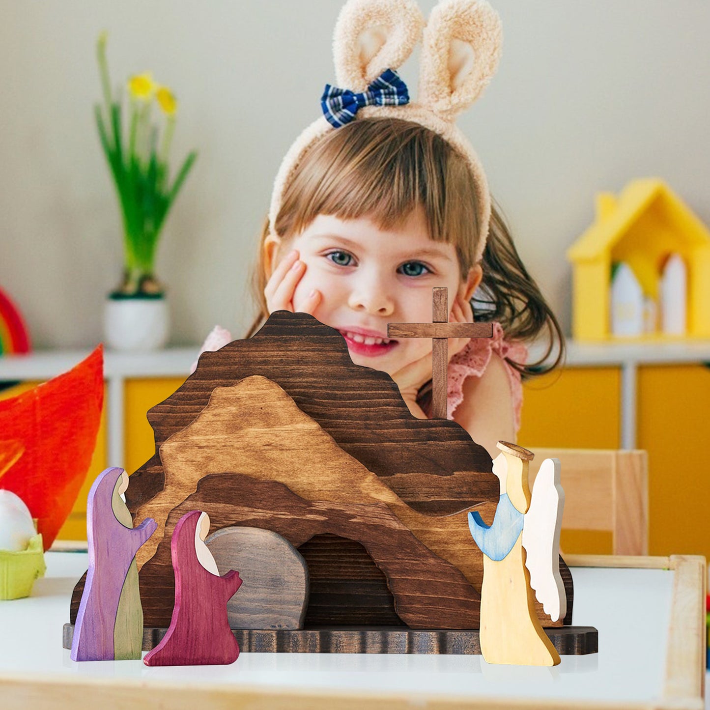 Wooden Easter Creche - Jesus Wooden Decoration