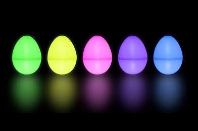 Colorful Easter Plastic Eggs with Lights