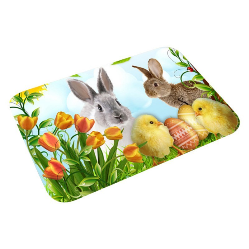 Easter Bunny Flannel Floor Mat